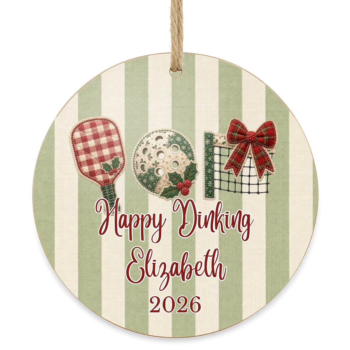 Personalized Pickleball Ornament on white