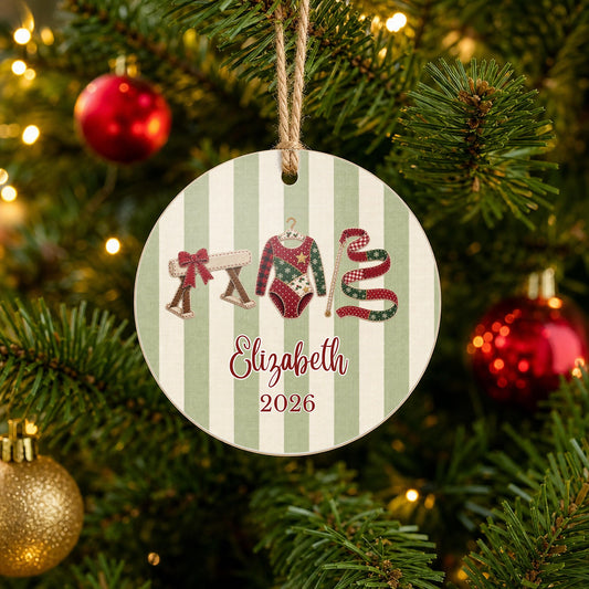 Personalized Gymnastics Ornament on Christmas tree