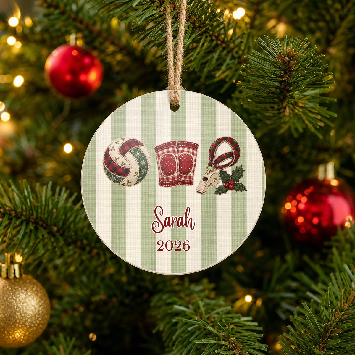 Personalized Volleyball Ornament on Christmas tree