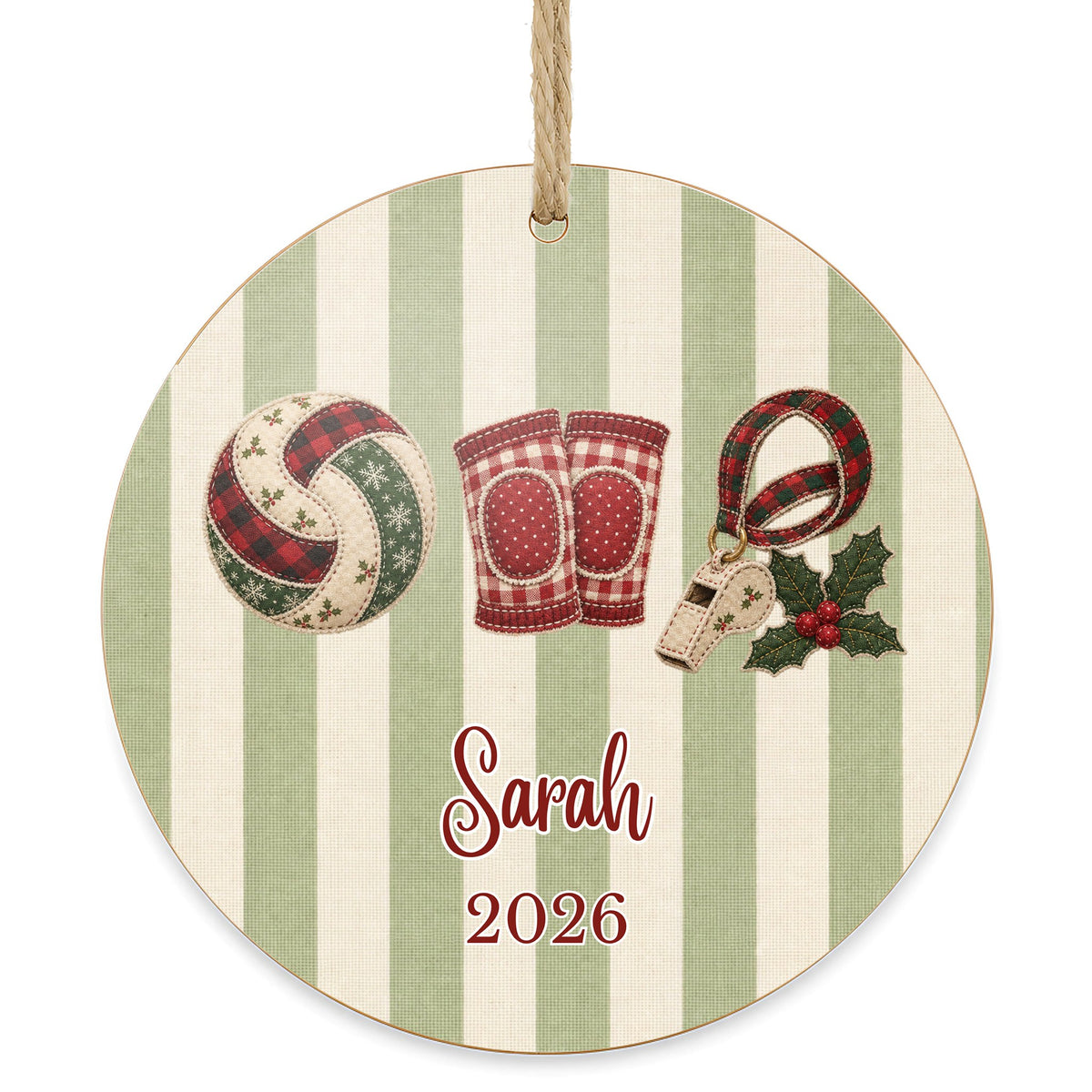 Personalized Volleyball Ornament on white
