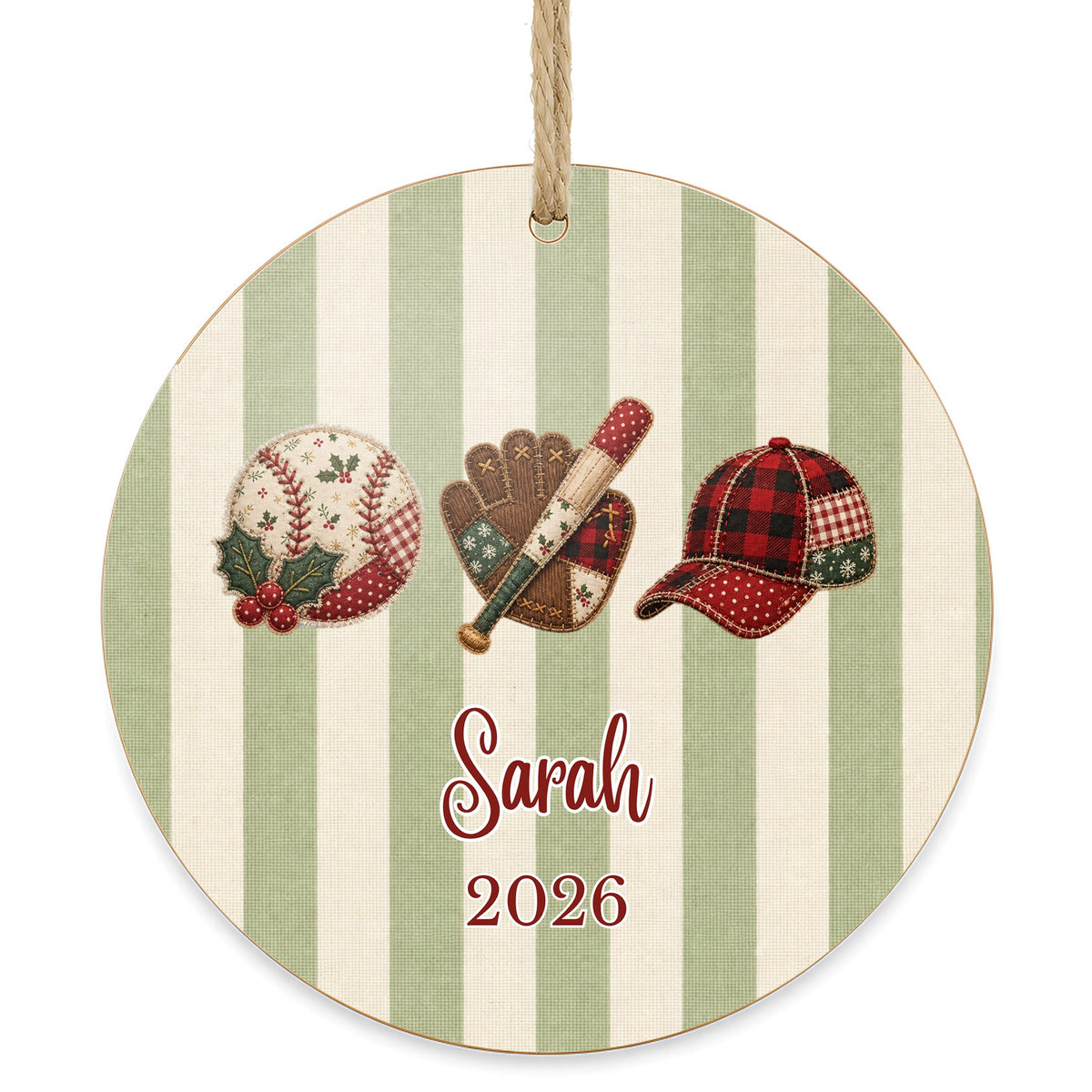 Personalized Baseball Ornament on white