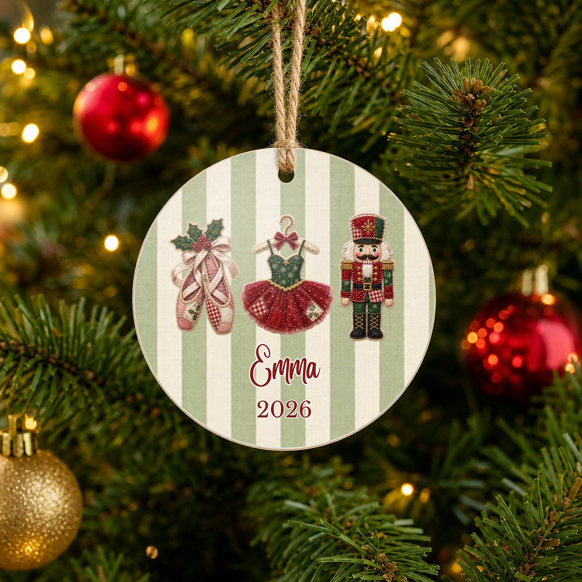 Personalized Ballet Ornament on Christmas tree