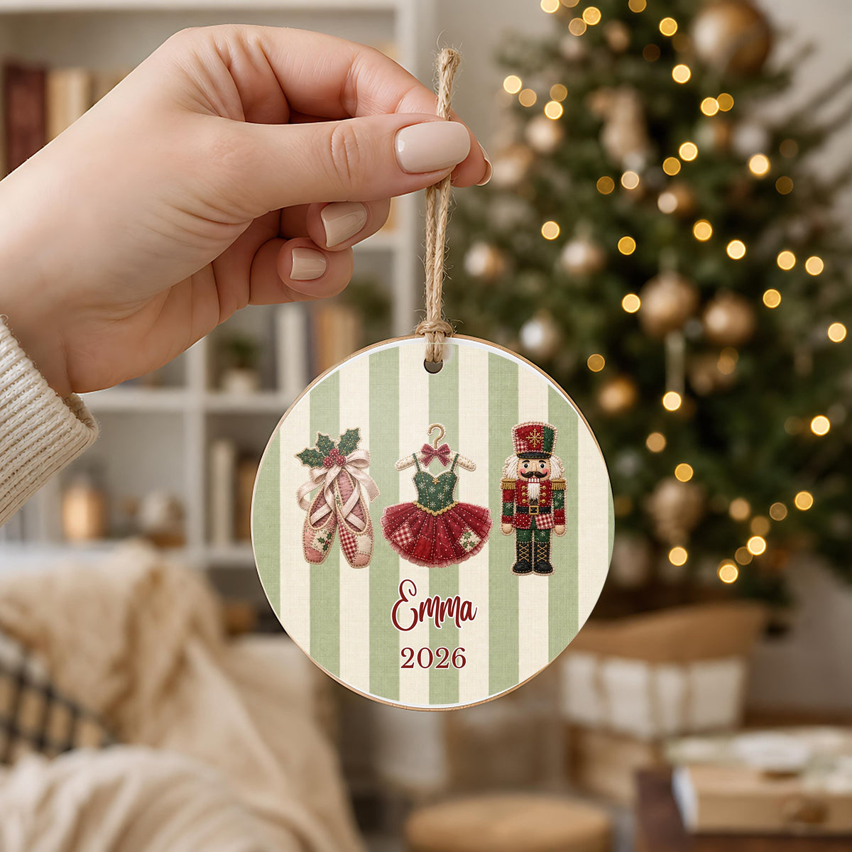 Personalized Ballet Ornament in hand