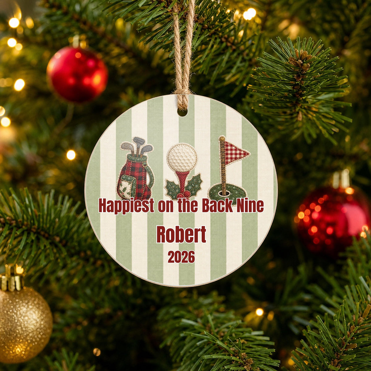 Personalized Golf Ornament on Christmas tree
