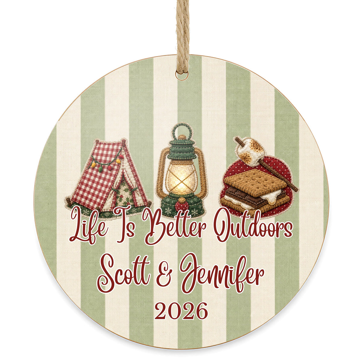 Personalized Camping Ornament on white