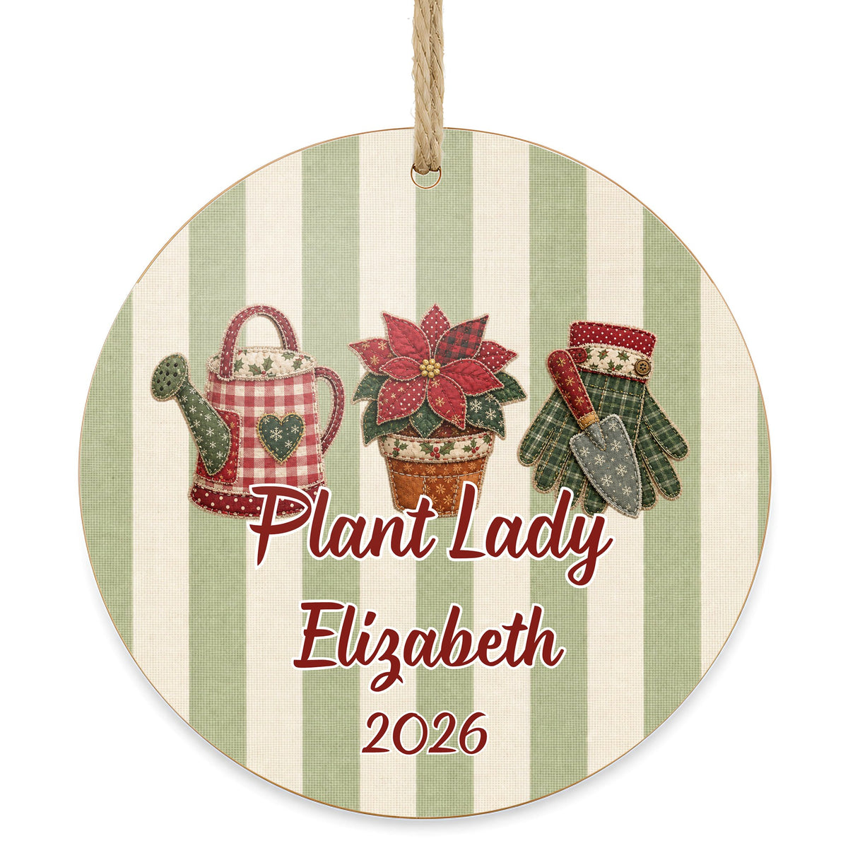 Personalized Plant Lady Ornament on white