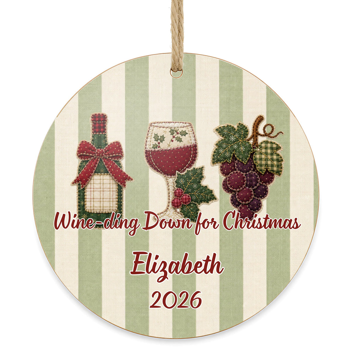 Personalized Wine Ornament on white