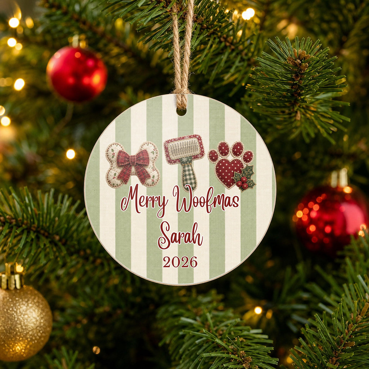 Personalized Dog Ornament on Christmas tree