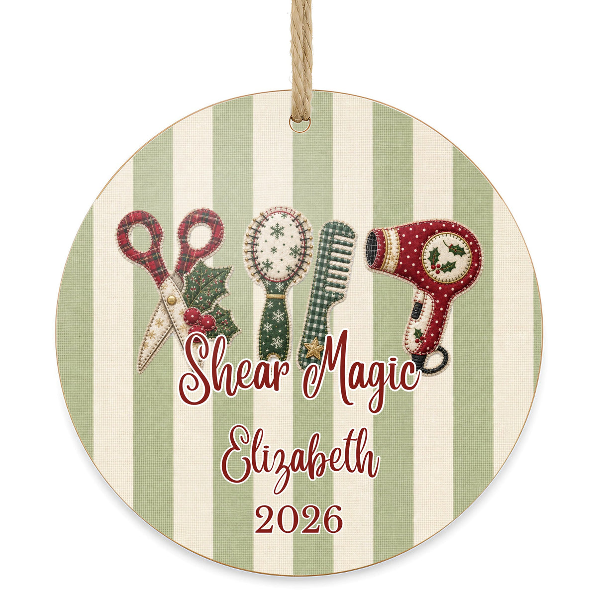 Personalized Hairstylist Ornament on white