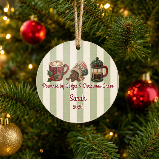 Personalized Coffee Ornament on Christmas tree