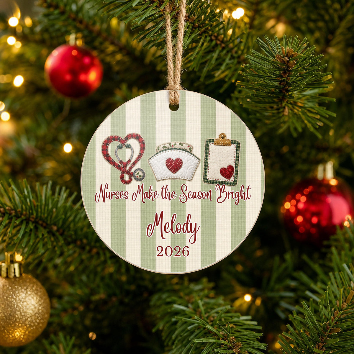Personalized Nurse Ornament on Christmas tree