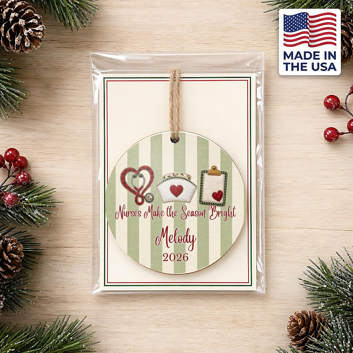 Personalized Nurse Ornament in gift packaging