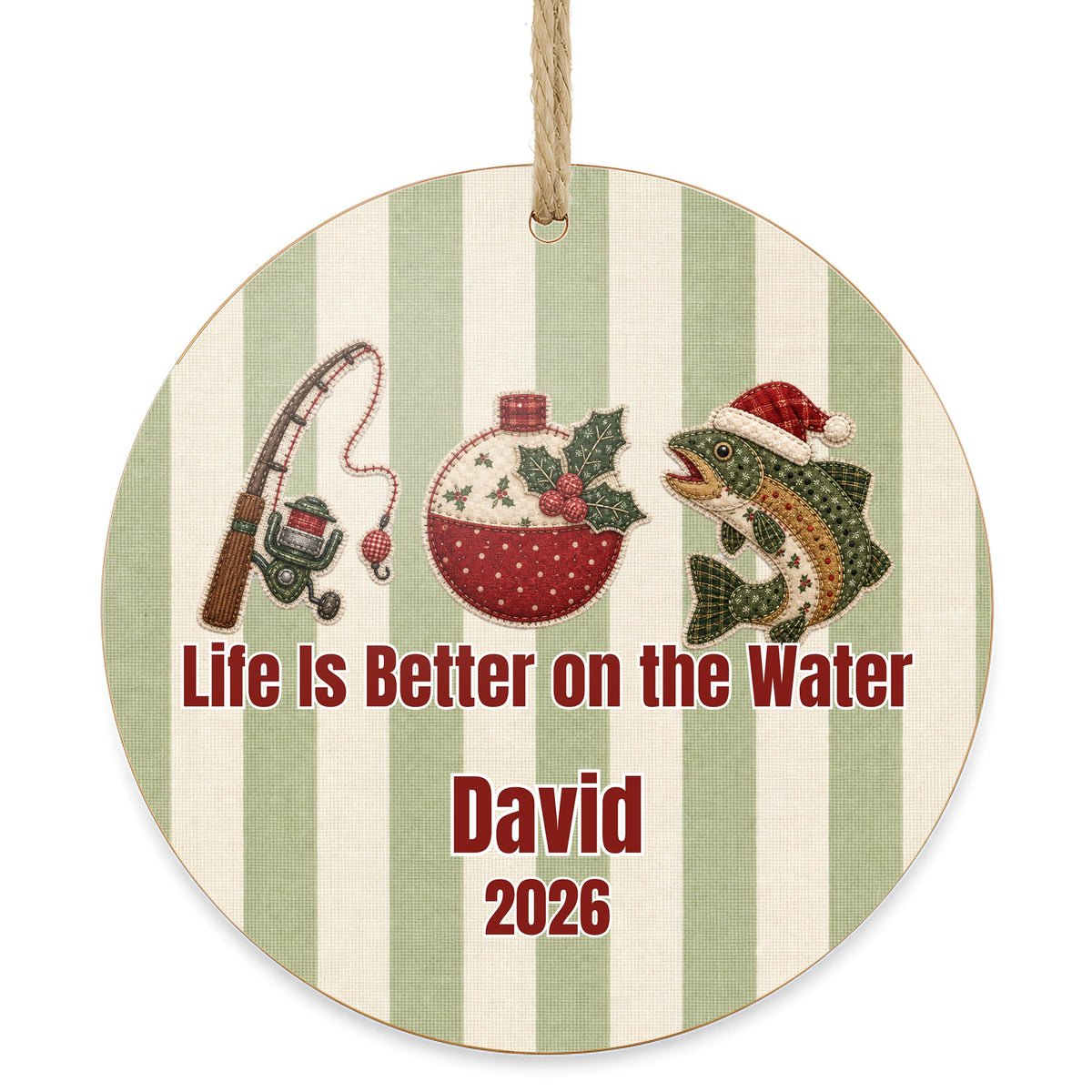 Personalized Fishing Ornament on white