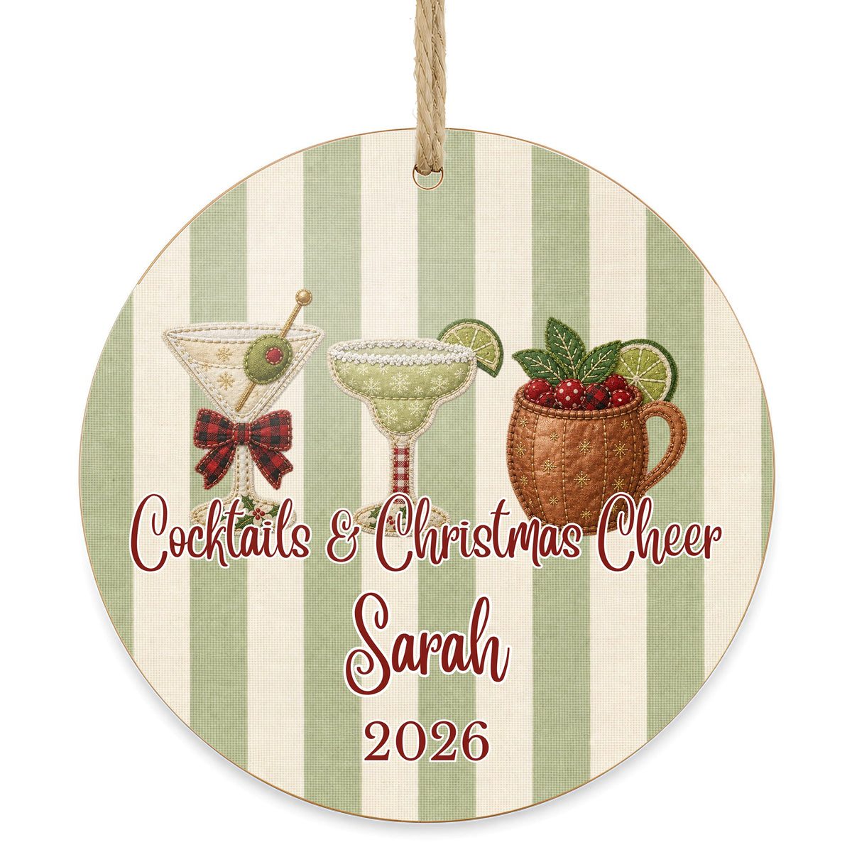 Personalized Cocktail Ornament on white