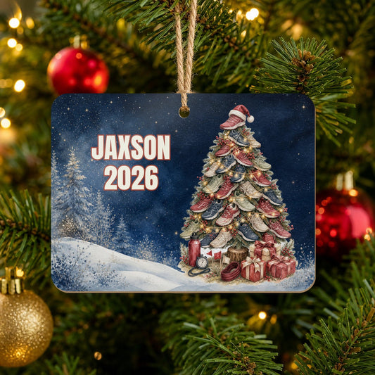Personalized Cross Country Christmas Tree Ornament on Christmas tree