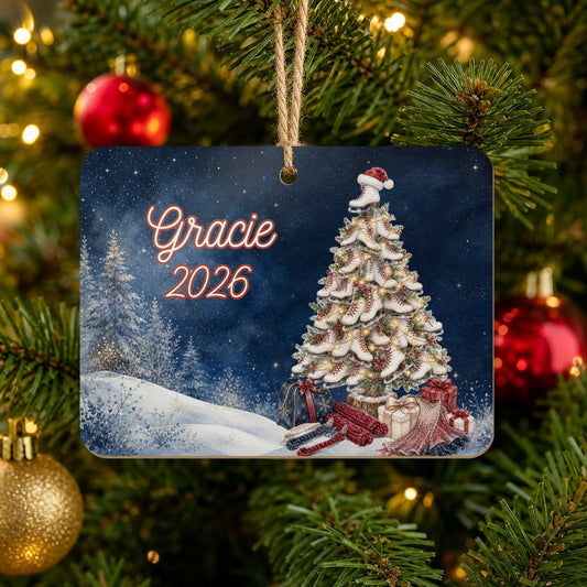 Personalized Figure Skating Christmas Tree Ornament on Christmas tree