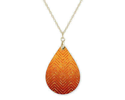 Orange Chevron Boho Teardrop Shape Necklace