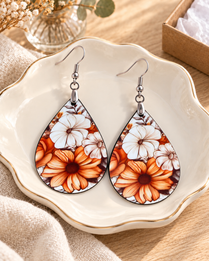 Boho Floral Teardrop Earrings – Fall Inspired