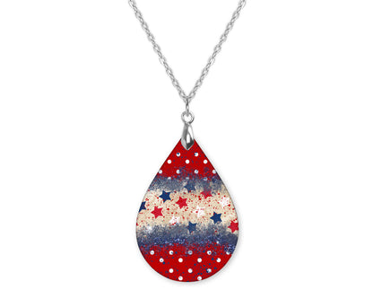 Star Patriotic Teardrop Shape Necklace