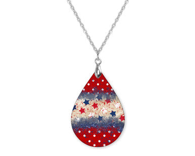 Star Patriotic Teardrop Shape Necklace