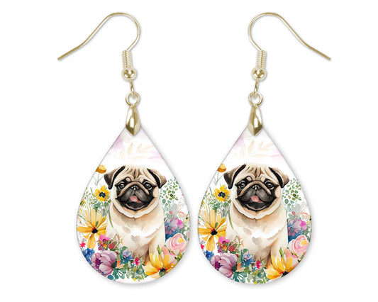 Pug Dangle Earrings for Women