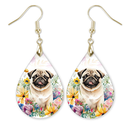 Pug Dangle Earrings for Women
