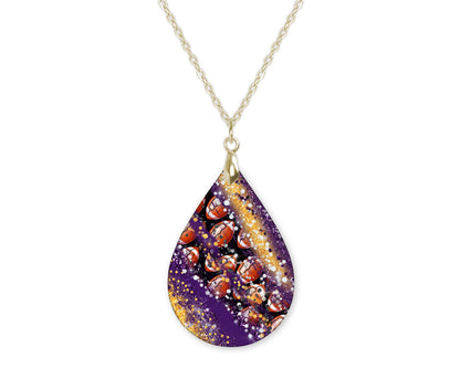 Purple Gold Milkyway Football Teardrop Shape Necklace