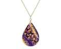 Purple Gold Milkyway Football Teardrop Shape Necklace