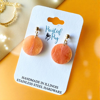Peach Marble Circle Acrylic Earrings