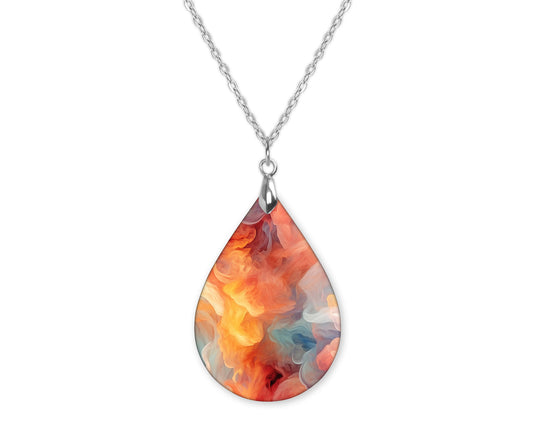 Peach Smoke Teardrop Shape Necklace
