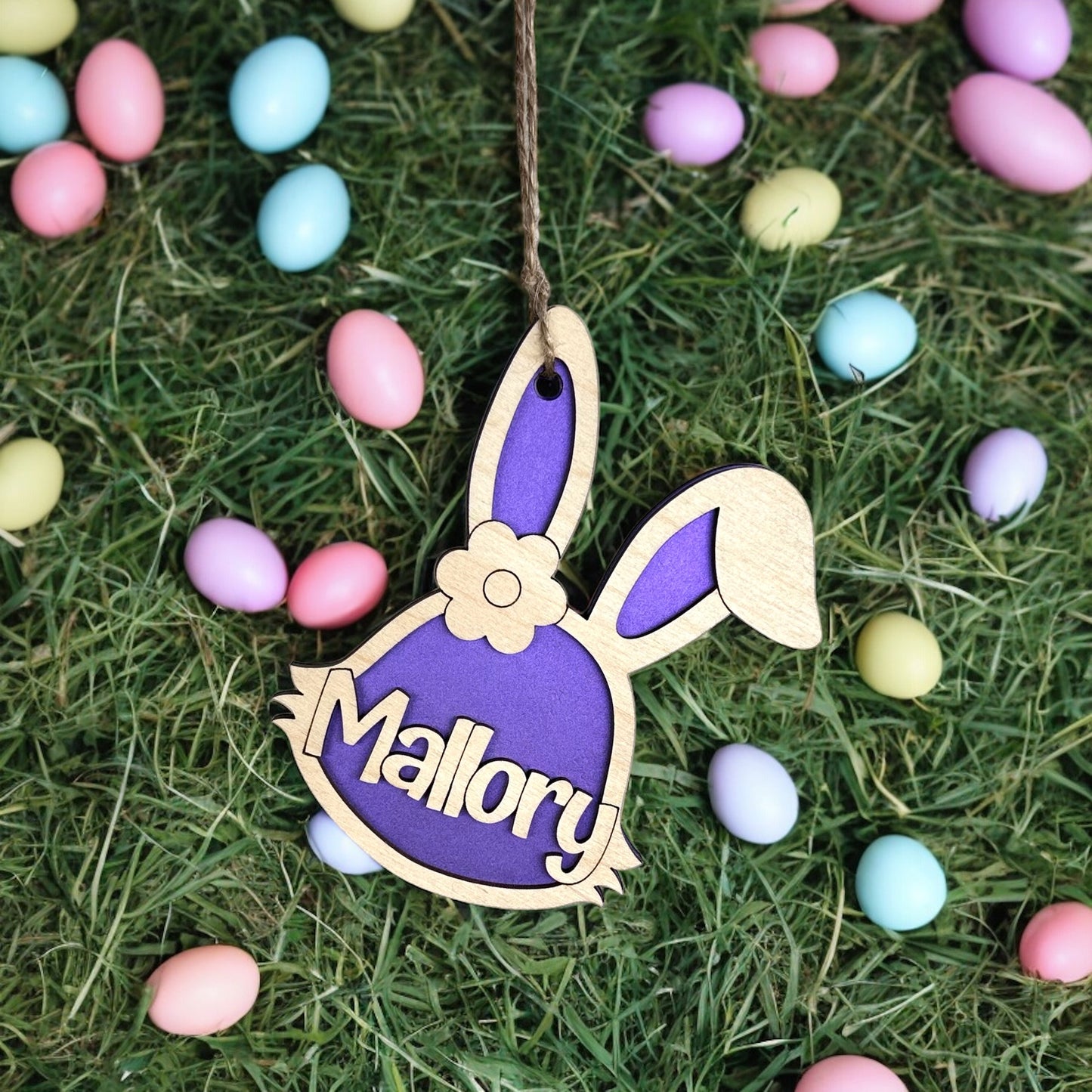 Personalized Easter Bunny Basket Tag – Wooden Bunny Name Tag