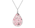 Pink Peony Floral Teardrop Shape Necklace