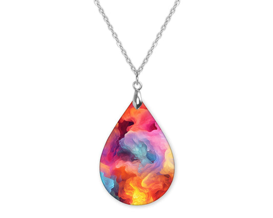 Pink Smoke Boho Teardrop Shape Necklace