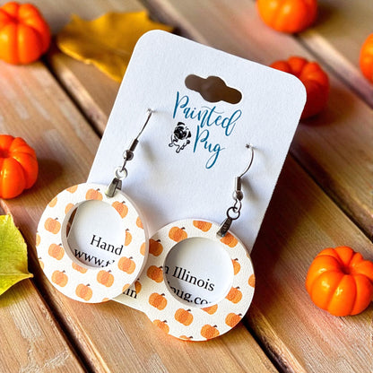 Pumpkin Print Hoop Acrylic Earrings