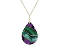 Purple Green Agate Teardrop Shape Necklace