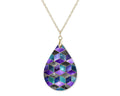 Purple Green Geometric Pattern Teardrop Shape Necklace