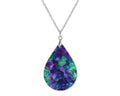 Purple Green Watercolor Teardrop Shape Necklace