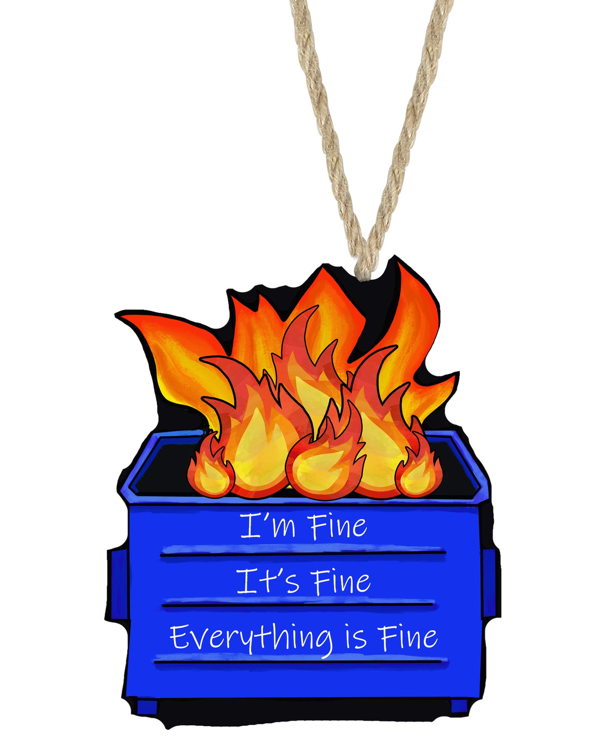 I'm Fine Christmas ornament on white with rope hanger - The Painted Pug