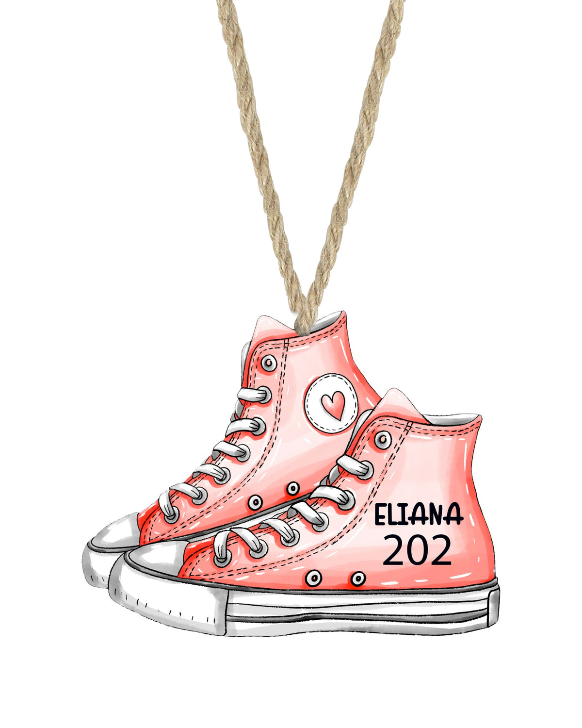 High-top sneaker Christmas ornament on white with rope hanger - The Painted Pug