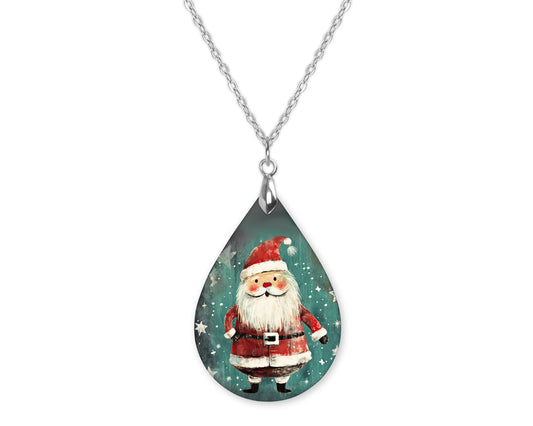 Rustic Santa Teardrop Shape Necklace