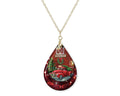 Red Truck Christmas Teardrop Shape Necklace