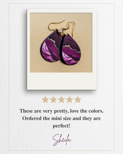 Magenta & Gold Teardrop Earrings – Handmade Statement Earrings in Two Sizes