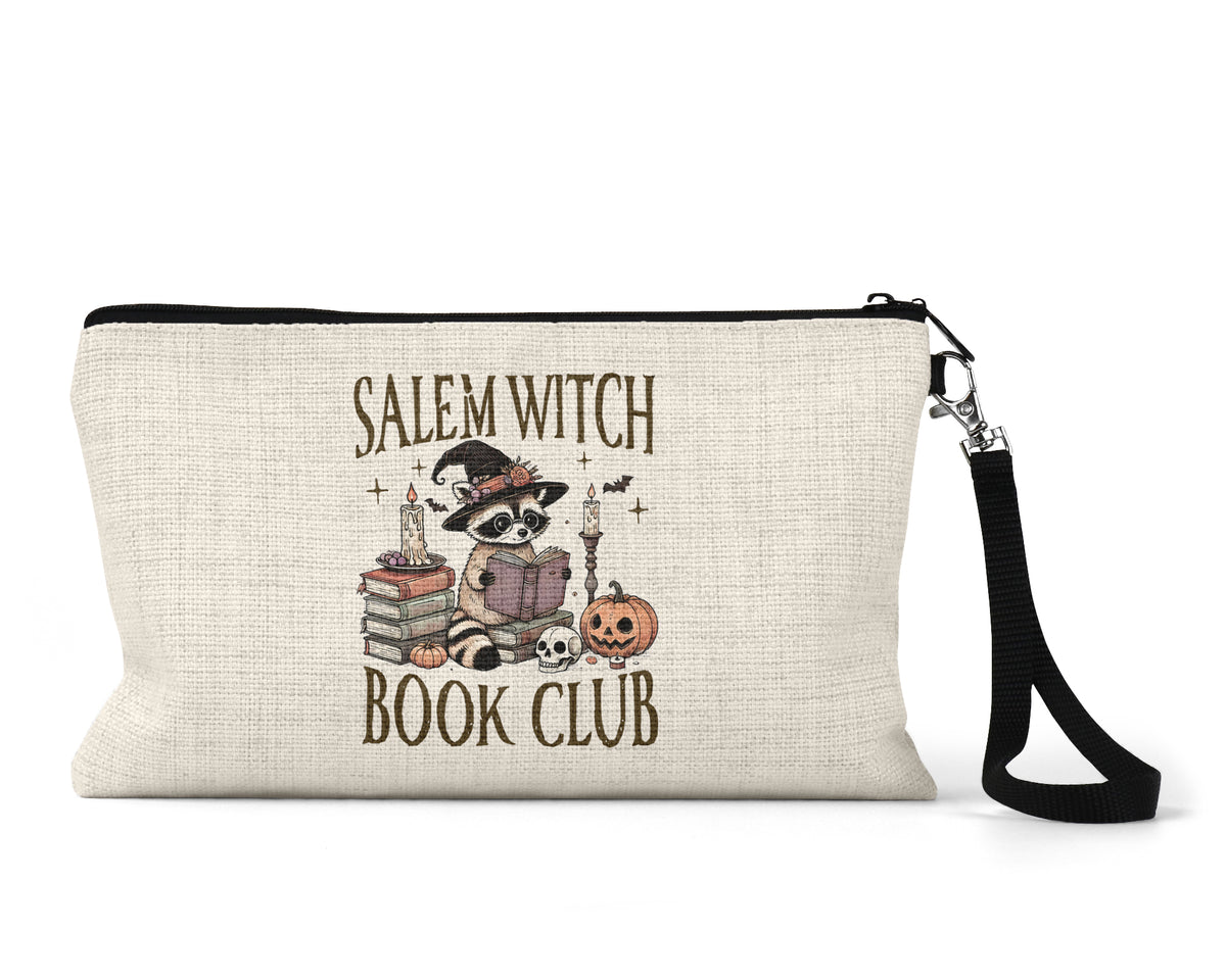 Salem Witch Book Club Makeup Bag front view on a white background