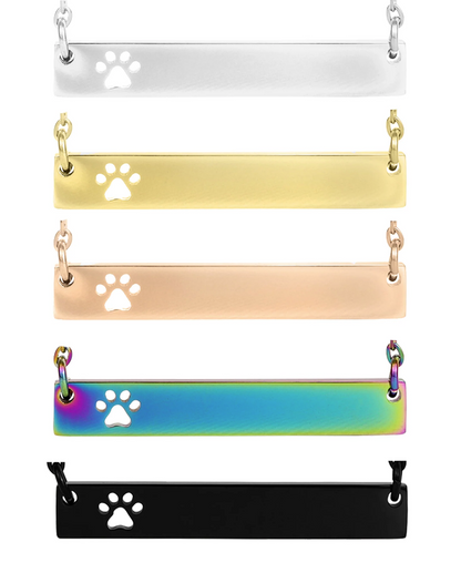 Custom Engraved Pet Necklace with Name and Pawprint