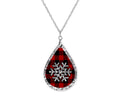 Snowflake Buffalo Plaid Teardrop Shape Necklace