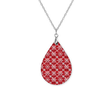 Snowflake Stitch Teardrop Shape Necklace