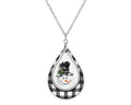 Snowman Plaid Christmas Teardrop Shape Necklace