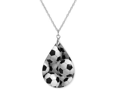 Soccer Ball Soccer Mom Teardrop Shape Necklace