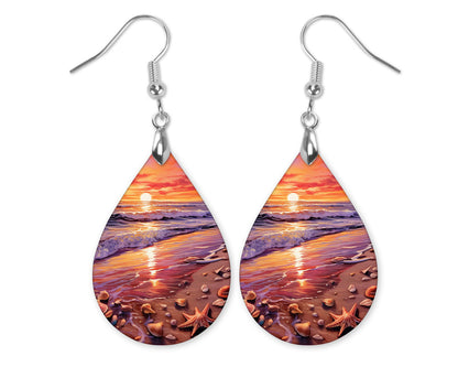 Beach Teardrop Earrings Set (4 Pairs) – Ocean, Sunset & Tropical Handmade Jewelry