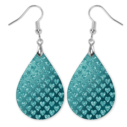 Valentine's Day Earrings - Teal Heart Teardrop Design